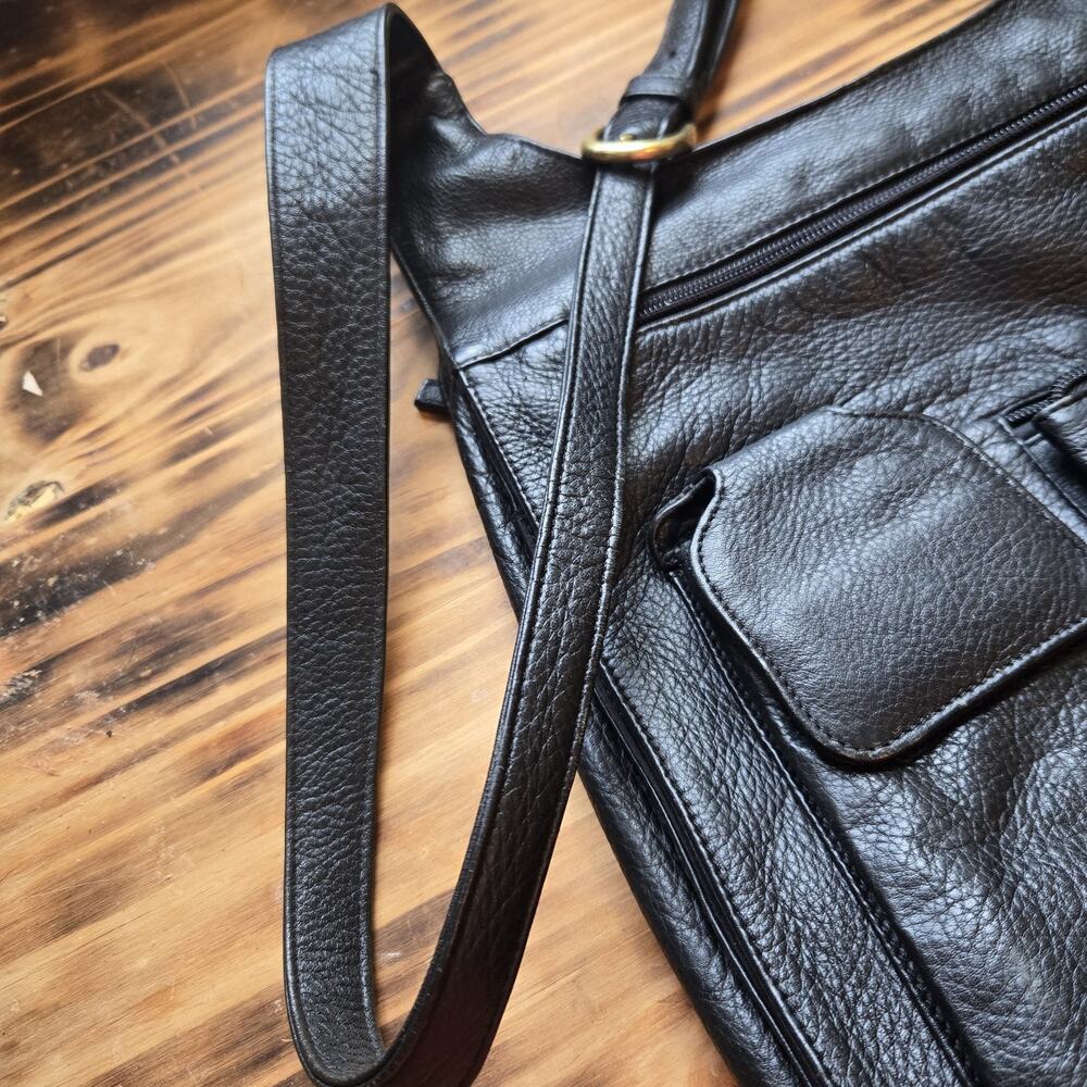 JP Ourse & Cie Bolivia Black Leather Cross Body Traveler Bag Unisex Handbag - Picture 6 of 12